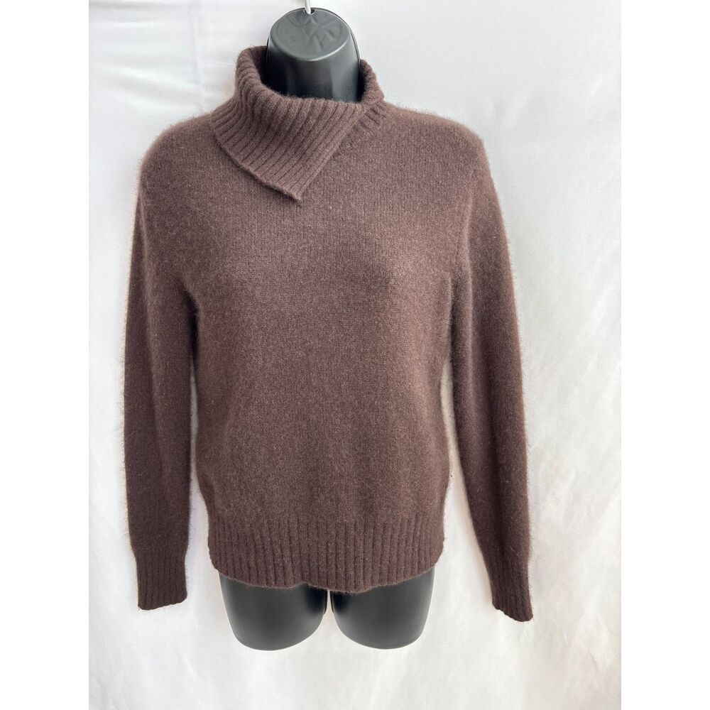 Charter Club 2 Ply 100% Cashmere Turtle Neck Brown Sweater Size M Asymmetrical